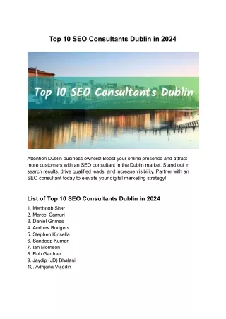 Top 10 SEO Consultants Dublin