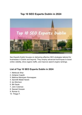 Top 10 SEO Experts Dublin in 2024