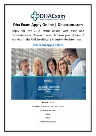 Dha Exam Apply Online Dhaexam