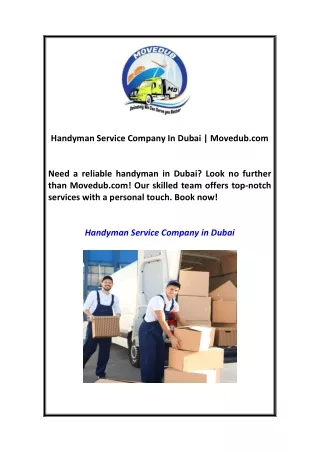 Handyman Service Company In Dubai | Movedub.com