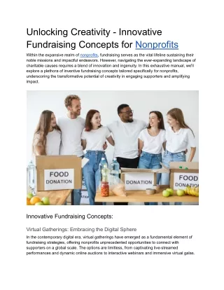 Unlocking Creativity - Innovative Fundraising Concepts for Nonprofits