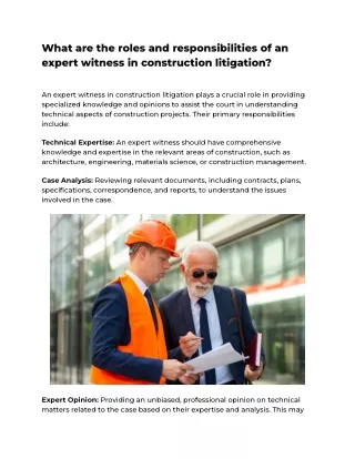 What are the roles and responsibilities of an expert witness in construction litigation