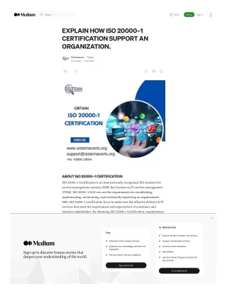 EXPLAIN HOW ISO 20000–1 CERTIFICATION SUPPORT AN ORGANIZATION.