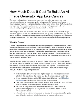 How Much Does It Cost To Build An AI Image Generator App Like Canva