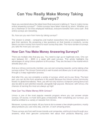 Can You Really Make Money Taking Surveys
