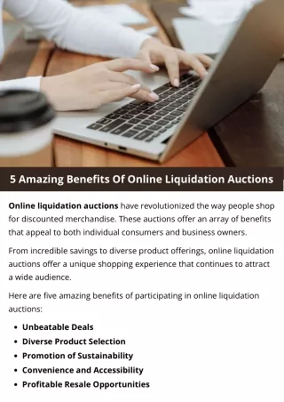 5 Amazing Benefits Of Online Liquidation Auctions