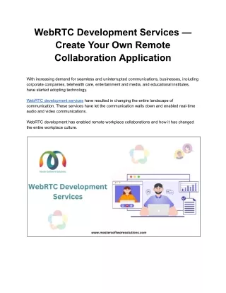 WebRTC Development Services — Create Your Own Remote Collaboration Application