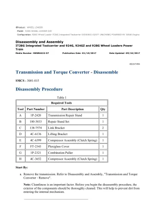 Caterpillar Cat 928G Wheel Loader (Prefix DJD) Service Repair Manual Instant Download (DJD00001-02977)