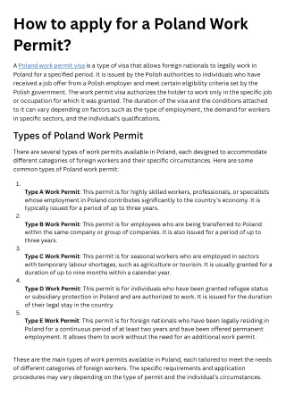 How to apply for a Poland Work Permit?