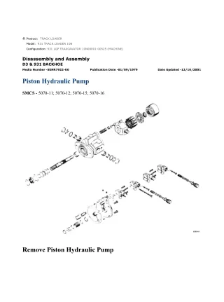 Caterpillar Cat 931 LGP TRACK LOADER (Prefix 10N) Service Repair Manual Instant Download (10N00001-00525)