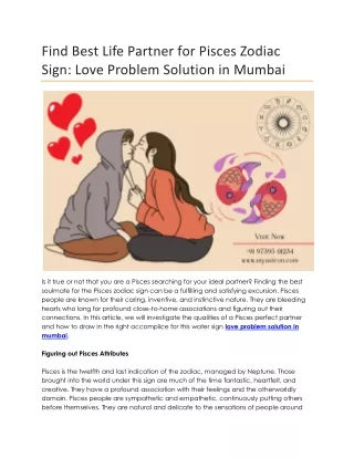 Find Best Life Partner For Pisces Zodiac Sign Love Problem Solution in Mumbai