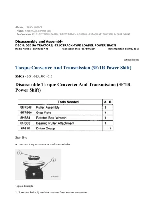 Caterpillar Cat 931C and 931C LGP TRACK LOADER (Prefix 5LG) Service Repair Manual Instant Download (5LG00001 and up)