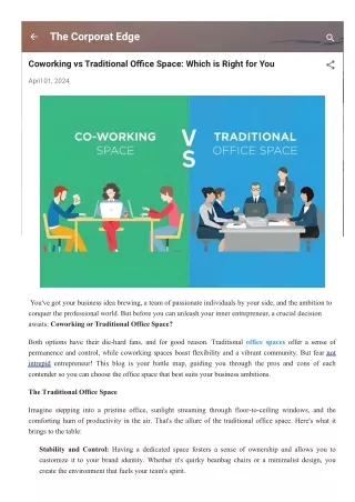 Coworking vs Traditional Office Space Which is Right for You