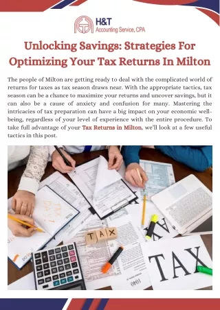Unlocking Savings Strategies For Optimizing Your Tax Returns In Milton