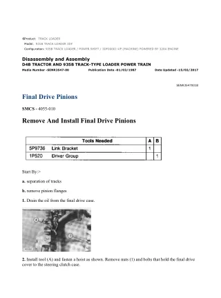 Caterpillar Cat 935B TRACK LOADER (Prefix 3DF) Service Repair Manual Instant Download (3DF00001 and up)