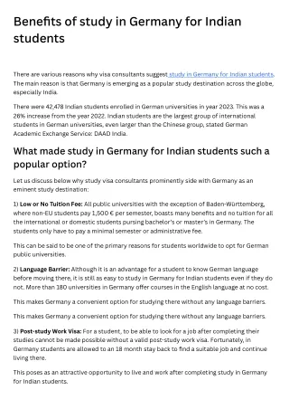 Benefits of study in Germany for Indian students