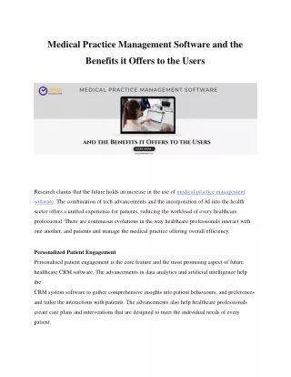 Medical Practice Management Software and the Benefits it Offers to the Users