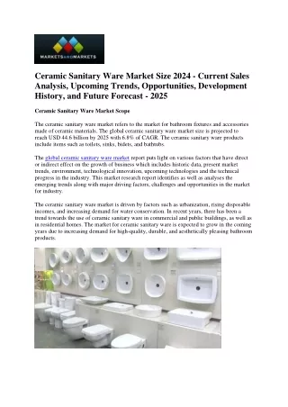 Ceramic Sanitary Ware Market Size 2024 by Sales, Share & Growth Opportunity