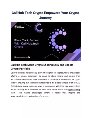 CallHub Tech Crypto Empowers Your Crypto Journey