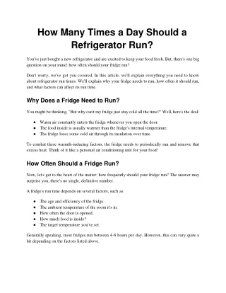 How Many Times a Day Should a Refrigerator Run