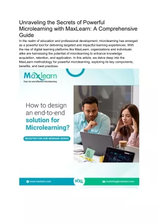 Unraveling the Secrets of Powerful Microlearning with MaxLearn_ A Comprehensive Guide