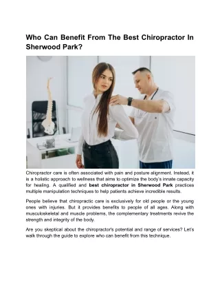 Who Can Benefit From The Best Chiropractor In Sherwood Park