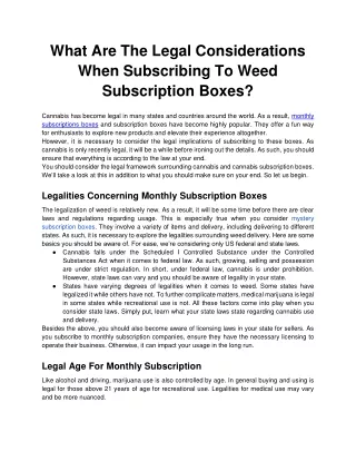 What Are The Legal Considerations When Subscribing To Weed Subscription Boxes