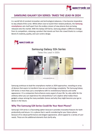 SAMSUNG GALAXY S24 SERIES - TAKES THE LEAD IN 2024