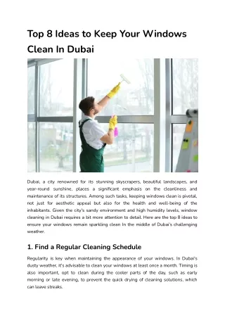 Top 8 Ideas to Keep Your Windows Clean In Dubai