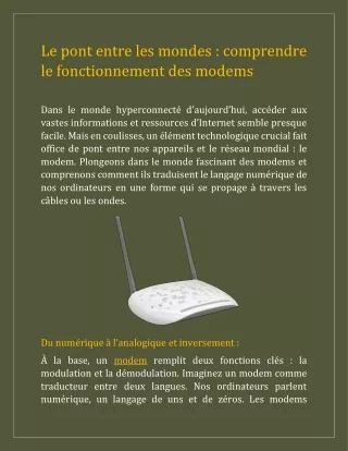 Le pont entre les mondes- comprendre le fonctionnement des modems