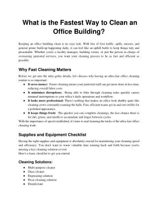 What is the Fastest Way to Clean an Office Building