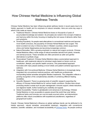 How Chinese Herbal Medicine is Influencing Global Wellness Trends