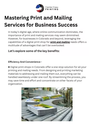 Mastering Print and Mailing Services for Business Success