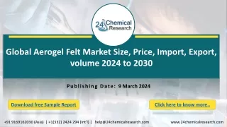 Global Aerogel Felt Market Size, Price, Import, Export, volume 2024 to 2030