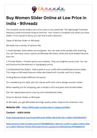 Buy Women Slider Online at Low Price in India - 9threadz