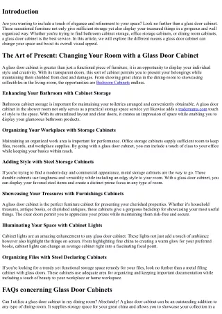 The Art of Present: Changing Your Area with a Glass Door Cabinet