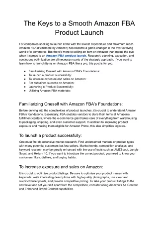 The Keys to a Smooth Amazon FBA Product Launch - Google Docs