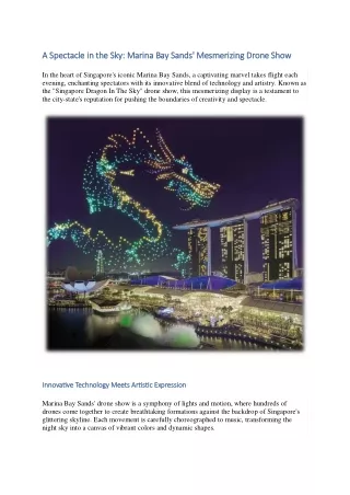 A Spectacle in the Sky Marina Bay Sands' Mesmerizing Drone Show
