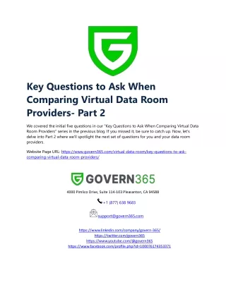 Key Questions to Ask When Comparing Virtual Data Room Providers- Part 2