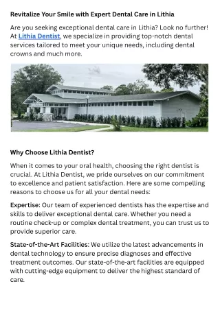 Revitalize Your Smile with Expert Dental Care in Lithia