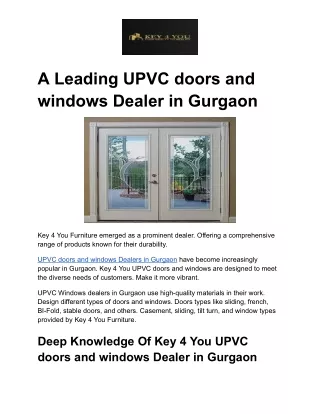 A Leading UPVC doors and windows Dealer in Gurgaon