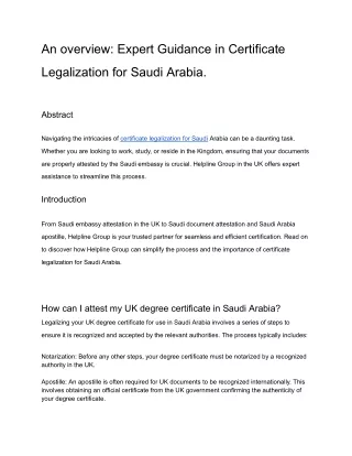 An overview_ Expert Guidance in Certificate Legalization for Saudi Arabia