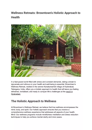 Wellness Retreats_ Browntown's Holistic Approach to Health