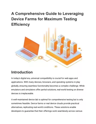 A Comprehensive Guide to Leveraging Device Farms for Maximum Testing Efficiency