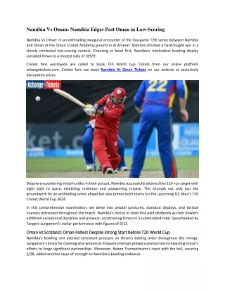 Namibia Vs Oman Namibia Edges Past Oman in Low-Scoring