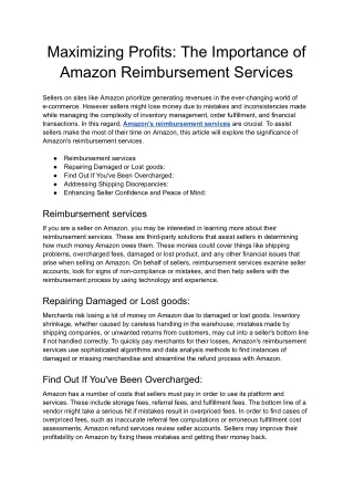 Maximizing Profits_ The Importance of Amazon Reimbursement Services - Google Docs