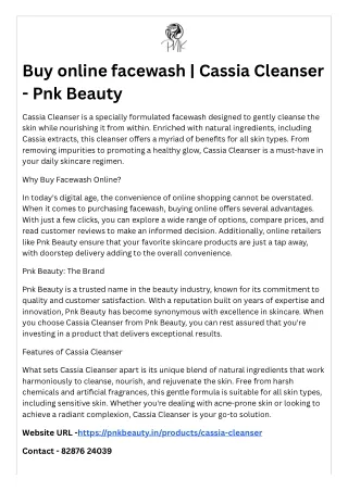 Buy online facewash  Cassia Cleanser - Pnk Beauty