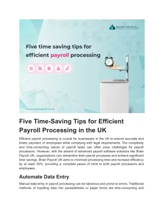 Five Time-Saving Tips for Efficient Payroll Processing in the UK