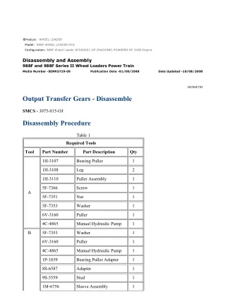 Caterpillar Cat 988F Wheel Loader (Prefix 8YG) Service Repair Manual Instant Download (8YG00001 and up)