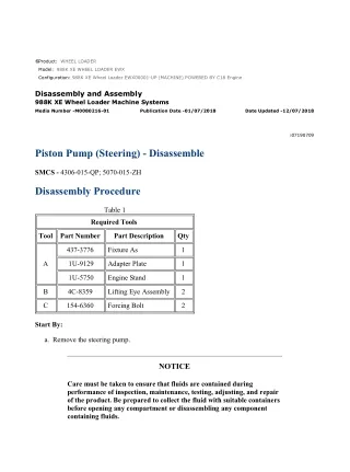 Caterpillar Cat 988K XE Wheel Loader (Prefix EWX) Service Repair Manual Instant Download (EWX00001 and up)